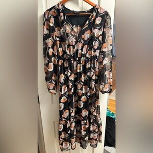 Who What Wear Navy Floral long sleeve dress, size small.